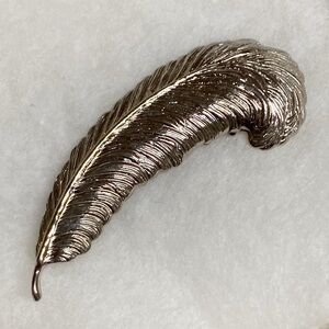 Vintage Silver Feather Brooch